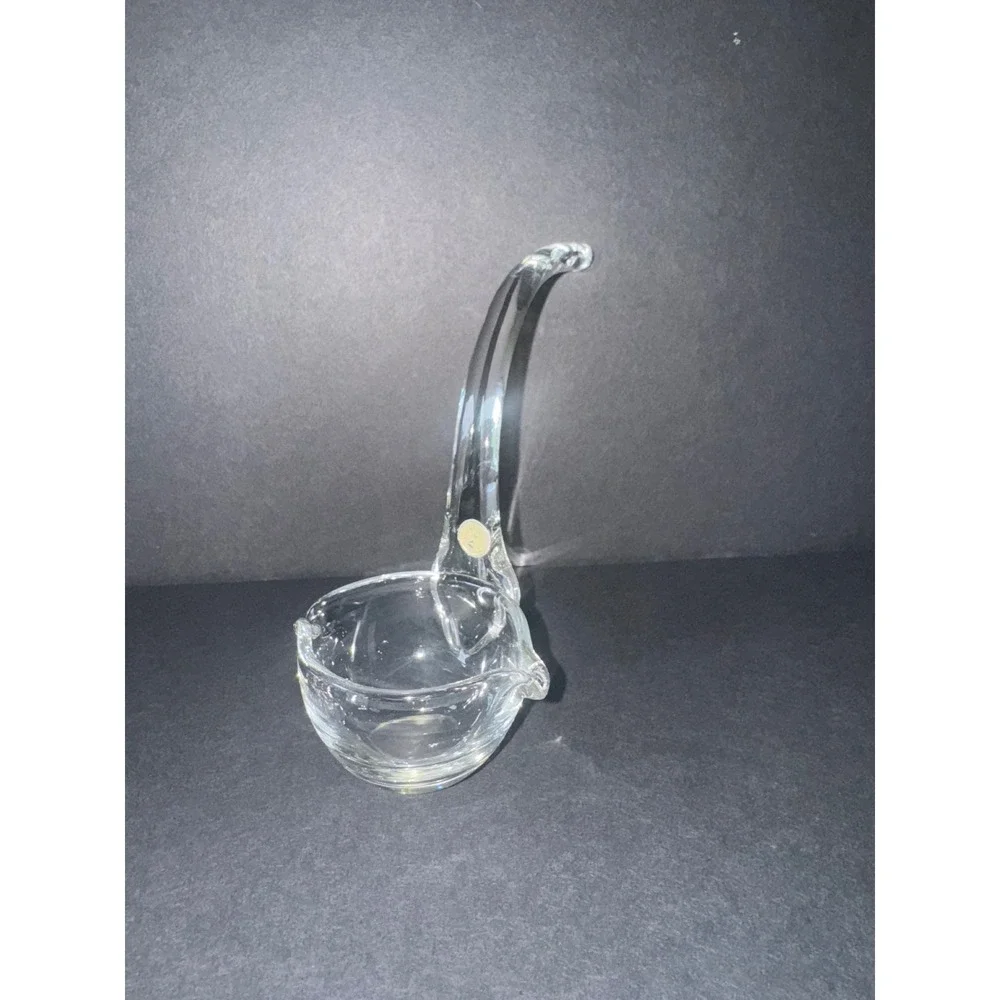 Vintage Hand Blown Ladle Made in Romania Curved Handle Double Spout